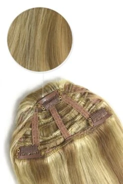 Clip In /on Remy Human Hair Fringe / Bangs - Biscuit Blondey (#18/613)(Clip On Fringe Hair Brown Blonde Mix 18 613) -Cliphair Sale Store clip in fringe blonde highlights
