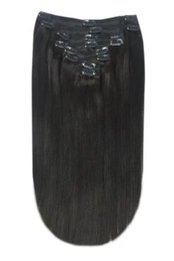 Full Head Remy Clip In Human Hair Extensions - Off/Natural Black (#1B)(Full Head Set Clip In Hair Extensions Off Natural Black 1b)
