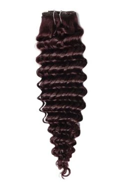Curly Clip-In Human Hair Extensions - Mahogany (#99J)(Curly Full Head Remy Clip In Human Hair Extensions Mahogany 99j)