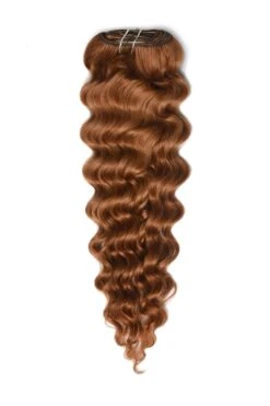 Curly Clip-In Human Hair Extensions - Flaming Ginger (#350)(Curly Full Head Remy Clip In Human Hair Extensions Ginger Red Natural Red 350)
