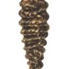 Curly Clip-In Human Hair Extensions -Chocolate Honey (#4/27)(Curly Full Head Remy Clip In Human Hair Extensions Brown Blonde Mix 4 27)