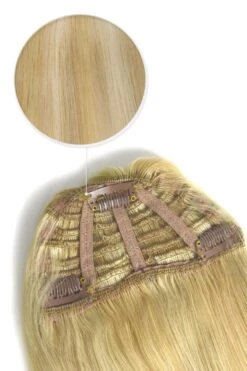 Clip In /on Remy Human Hair Fringe / Bangs - Goldilocks (#16/613)(Clip On Fringe Hair Blonde Mix 16 613) -Cliphair Sale Store fake fringe clip in uk 100 human hair