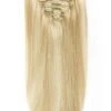 Full Head Remy Clip In Human Hair Extensions - Goldilocks (#16/613)(Full Head Set Clip In Hair Extensions Blonde Mix 16 613)
