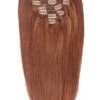 Full Head Remy Clip In Human Hair Extensions - Dark Auburn/Copper Red (#33)(Full Head Set Clip In Hair Extensions Dark Auburn Copper Red 33)
