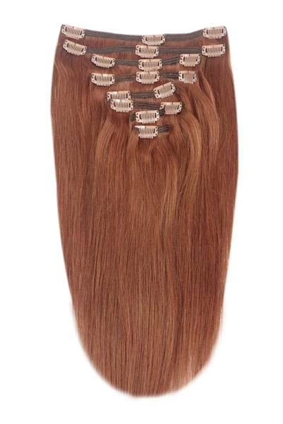 Full Head Remy Clip In Human Hair Extensions - Dark Auburn/Copper Red (#33)(Full Head Set Clip In Hair Extensions Dark Auburn Copper Red 33) 1 Full Head Remy Clip In Human Hair Extensions - Dark Auburn/Copper Red (#33)(Full Head Set Clip In Hair Extensions Dark Auburn Copper Red 33)