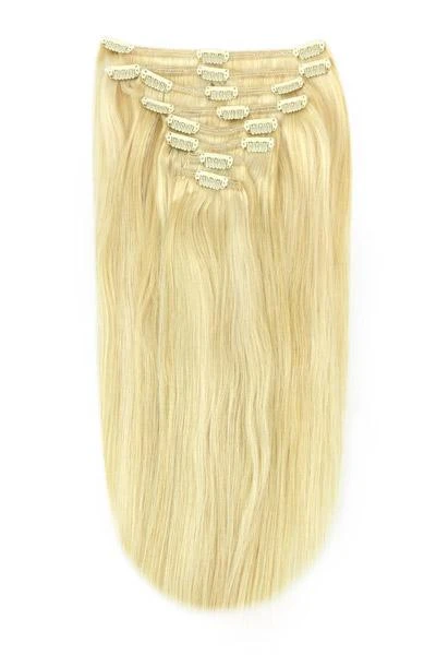 Full Head Remy Clip In Human Hair Extensions - Creamy Blonde (#22/613)(Full Head Set Clip In Hair Extensions Blonde Mix 22 613) 1 Full Head Remy Clip In Human Hair Extensions - Creamy Blonde (#22/613)(Full Head Set Clip In Hair Extensions Blonde Mix 22 613)