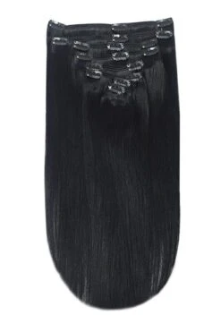 Full Head Remy Clip In Human Hair Extensions - Jet Black (#1)(Full Head Set Clip In Hair Extensions Jet Black 1)