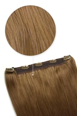 Quad Wefted Remy Clip In One Piece Human Hair Extensions - Light Auburn (#30)(Quad Wefted Remy Clip In Human Hair Extensions Light Auburn 30)