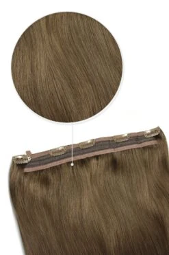Quad Weft Clip In One Piece Hair Extensions - Medium Ash Brown (#8)(Quad Wefted Remy Clip In Human Hair Extensions Medium Ash Brown 8)