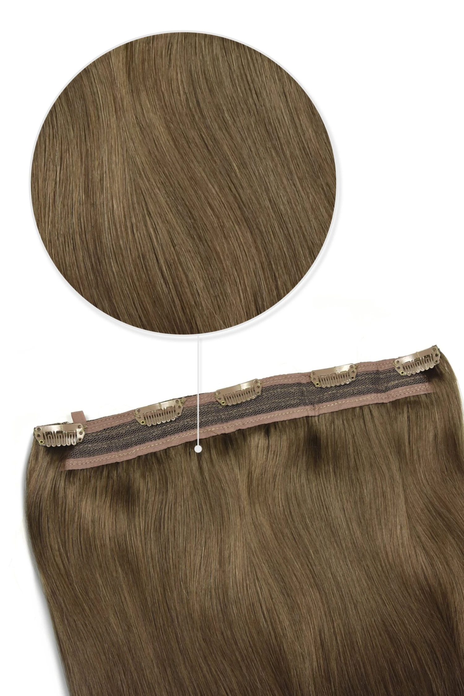 Quad Weft Clip In One Piece Hair Extensions - Medium Ash Brown (#8)(Quad Wefted Remy Clip In Human Hair Extensions Medium Ash Brown 8) 1 Quad Weft Clip In One Piece Hair Extensions - Medium Ash Brown (#8)(Quad Wefted Remy Clip In Human Hair Extensions Medium Ash Brown 8)