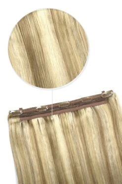 Quad Wefted Remy Clip In Human Hair Extensions - Natural Sandy Blonde (#12/16/613)(Quad Wefted Remy Clip In Human Hair Extensions Light Brown Golden Blonde Bleach Blonde Mix 12 16 613)