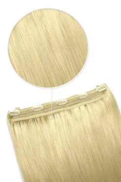 Quad Wefted Remy Clip In One Piece Human Hair Extensions- Bleach Blonde (#613)(Quad Wefted Remy Clip In Human Hair Extensions Bleach Blonde 613)