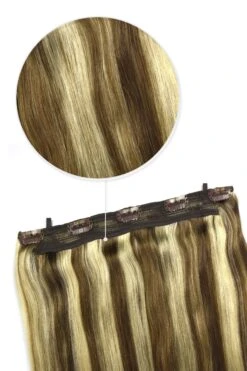 Quad Wefted Remy Clip In Human Hair Extensions - Chestnut Bronde (#6/613)(Quad Wefted Remy Clip In Human Hair Extensions Brown Blonde Mix 6 613)