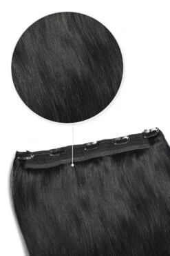 Jet Black (#1) Quad Weft Clip In One Piece Hair Extensions(Quad Wefted Remy Clip In Human Hair Extensions Jet Black 1)