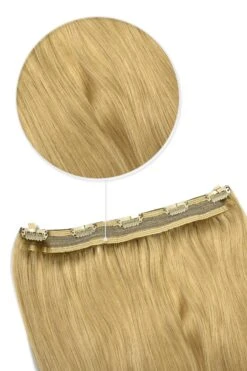 Quad Wefted Remy Clip In One Piece Human Hair Extensions -Light Golden Blonde (#16)(Quad Wefted Remy Clip In Human Hair Extensions Light Golden Blonde 16)