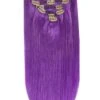 Full Head Remy Clip In Human Hair Extensions - Purple(Full Head Set Clip In Hair Extensions Purple)