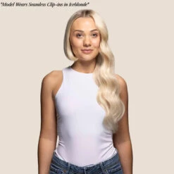 Remy Royale Seamless Clip Ins - Biscuit Blondey (#18/613)(Seamless Clip In Hair Extensions Double Drawn Lightest Brown Bleach Blonde Mix) 7 Remy Royale Seamless Clip Ins - Biscuit Blondey (#18/613)(Seamless Clip In Hair Extensions Double Drawn Lightest Brown Bleach Blonde Mix) -Cliphair Sale Store seamless after application 2b3975c3 ddb4 4e00 8d7c 1c479136d81a