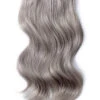 Double Wefted Full Head Remy Clip In Human Hair Extensions - Silver / Grey (#SG)(Double Wefted Full Head Remy Clip In Human Hair Extensions Silver Grey Sg)