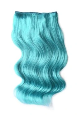 Double Wefted Full Head Remy Clip In Human Hair Extensions - Turquoise(Double Wefted Set Clip In Hair Extensions Turquoise)